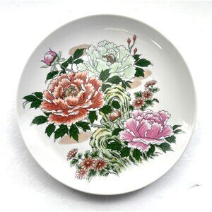 Vintage Japanese Porcelain Plate With Peony Floral Design Wall Plate Decor